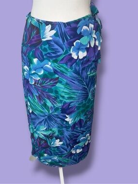 Vintage Gregory Blue, Teal & Purple Floral Swim Sarong Wrap runs small see pics